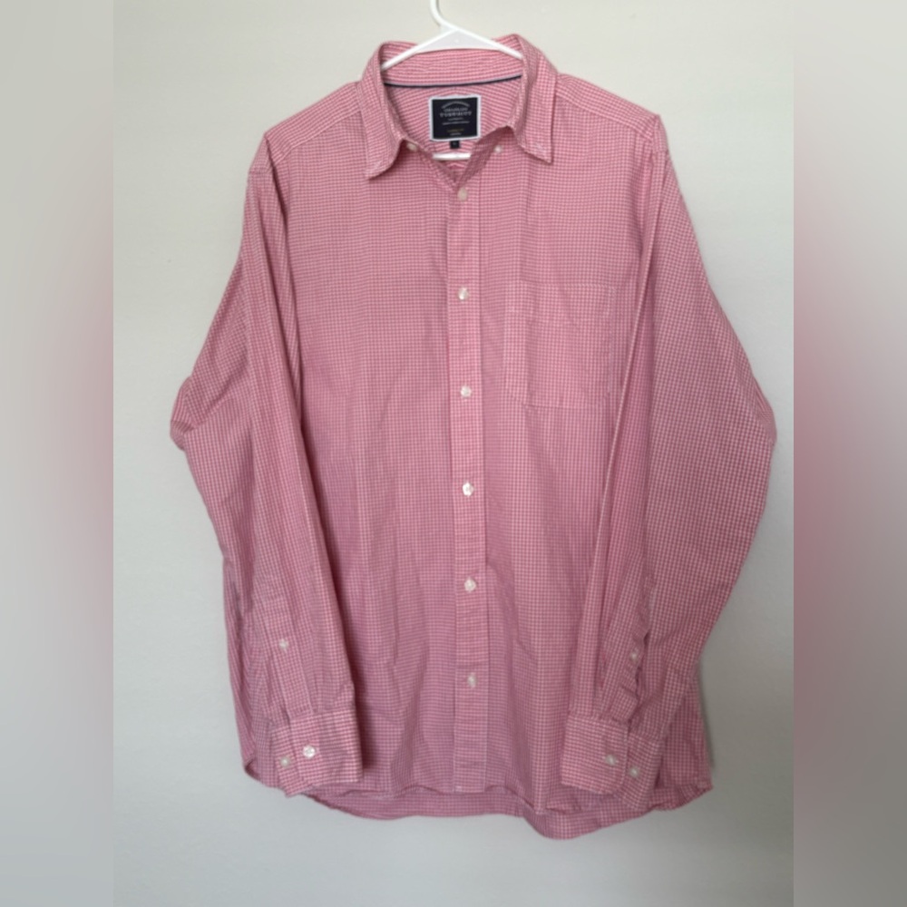#015 Charles Tyrehitt LARGE Men’s Red Checkered Classic Fit long Sleeve Shirt